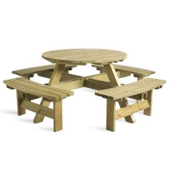 Round Picnic Table & Bench - 8 Seater