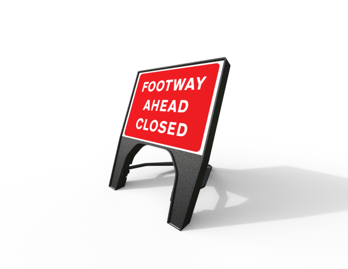 Plastic Q Sign - 600mm x 450mm Rectangle - Footway Ahead Closed